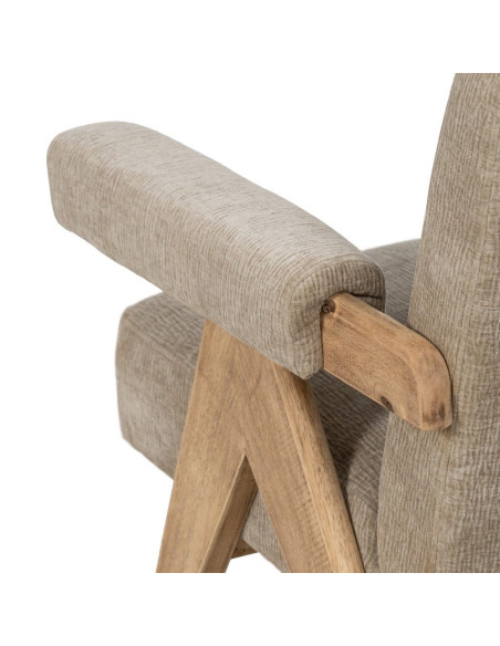 Fauteuil scandinave beige en tissu et bois 74x76x85 cm Oreloro Ixia - 11