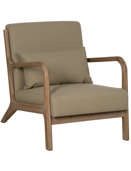 Fauteuil lounge beige en tissu et hévéa 66x85x74 cm Areleno Ixia - 1