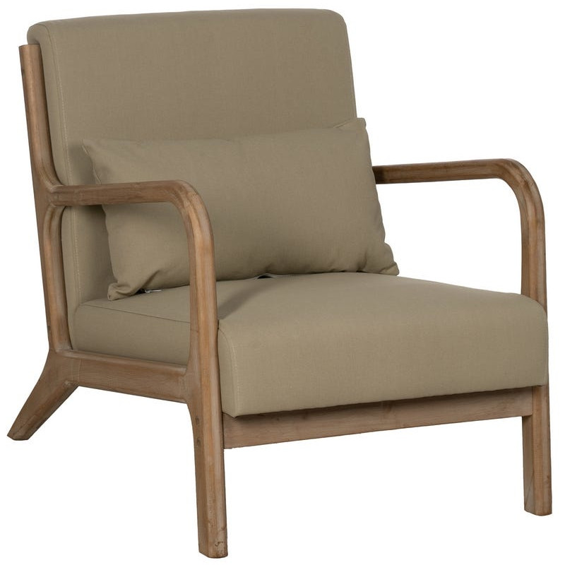 Fauteuil lounge beige en tissu et hévéa 66x85x74 cm Areleno Ixia - 1