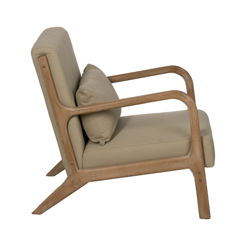 Fauteuil lounge beige en tissu et hévéa 66x85x74 cm Areleno Ixia - 3