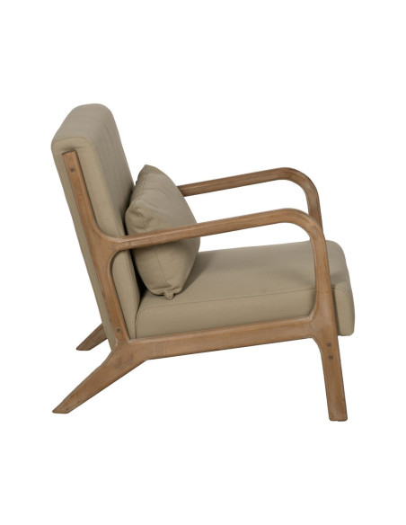 Fauteuil lounge beige en tissu et hévéa 66x85x74 cm Areleno Ixia - 3