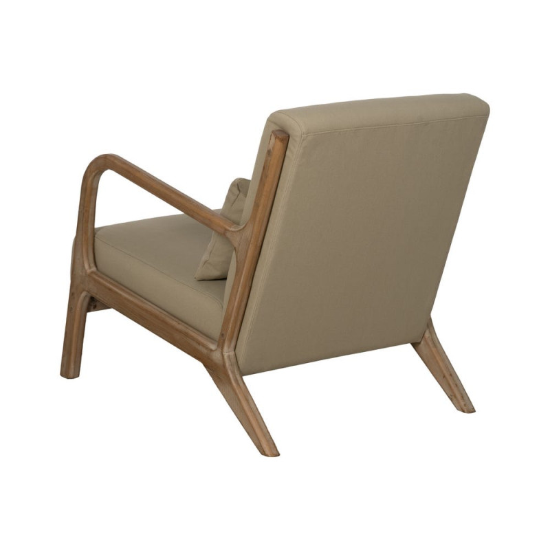 Fauteuil lounge beige en tissu et hévéa 66x85x74 cm Areleno Ixia - 4