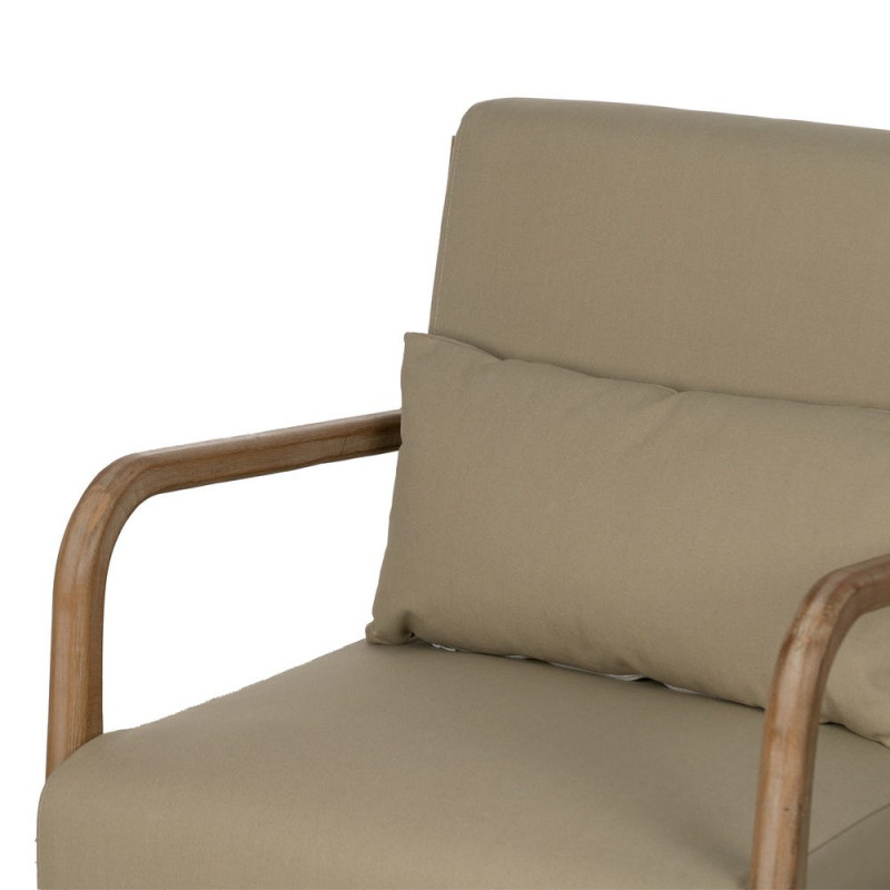 Fauteuil lounge beige en tissu et hévéa 66x85x74 cm Areleno Ixia - 5
