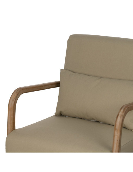 Fauteuil lounge beige en tissu et hévéa 66x85x74 cm Areleno Ixia - 5