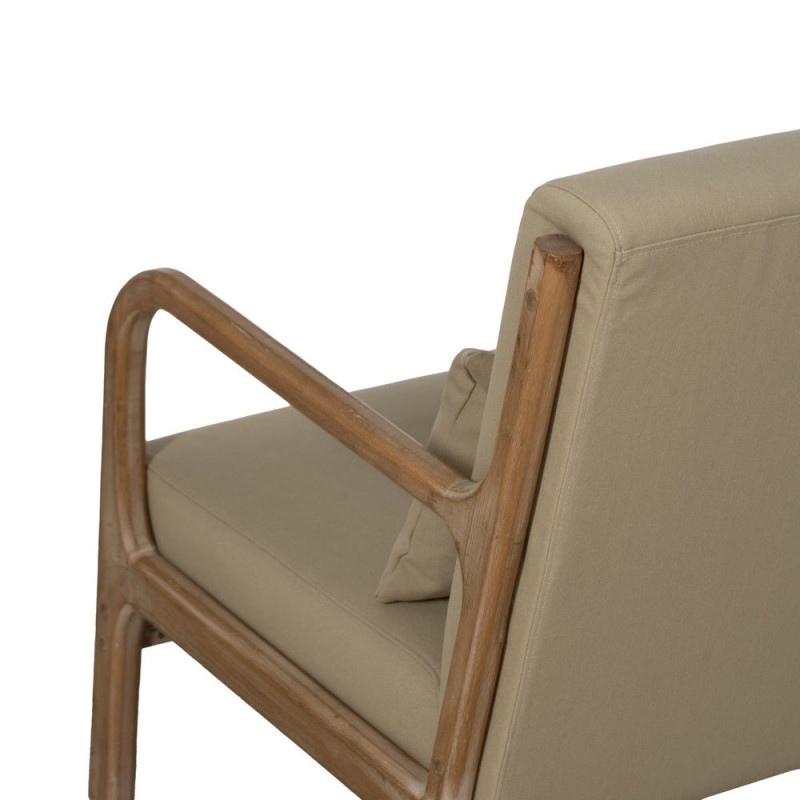Fauteuil lounge beige en tissu et hévéa 66x85x74 cm Areleno Ixia - 7