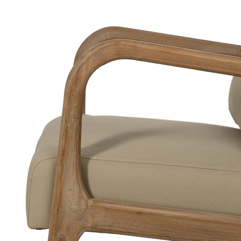 Fauteuil lounge beige en tissu et hévéa 66x85x74 cm Areleno Ixia - 8
