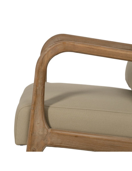 Fauteuil lounge beige en tissu et hévéa 66x85x74 cm Areleno Ixia - 8