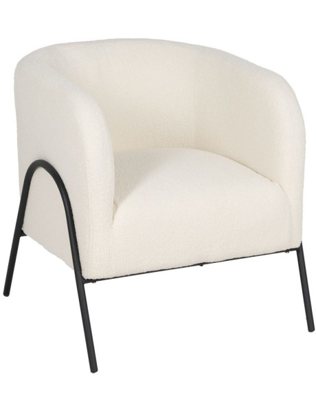 Fauteuil bouclette écru métal noir 68x66x74 cm Sarelado Ixia - 1