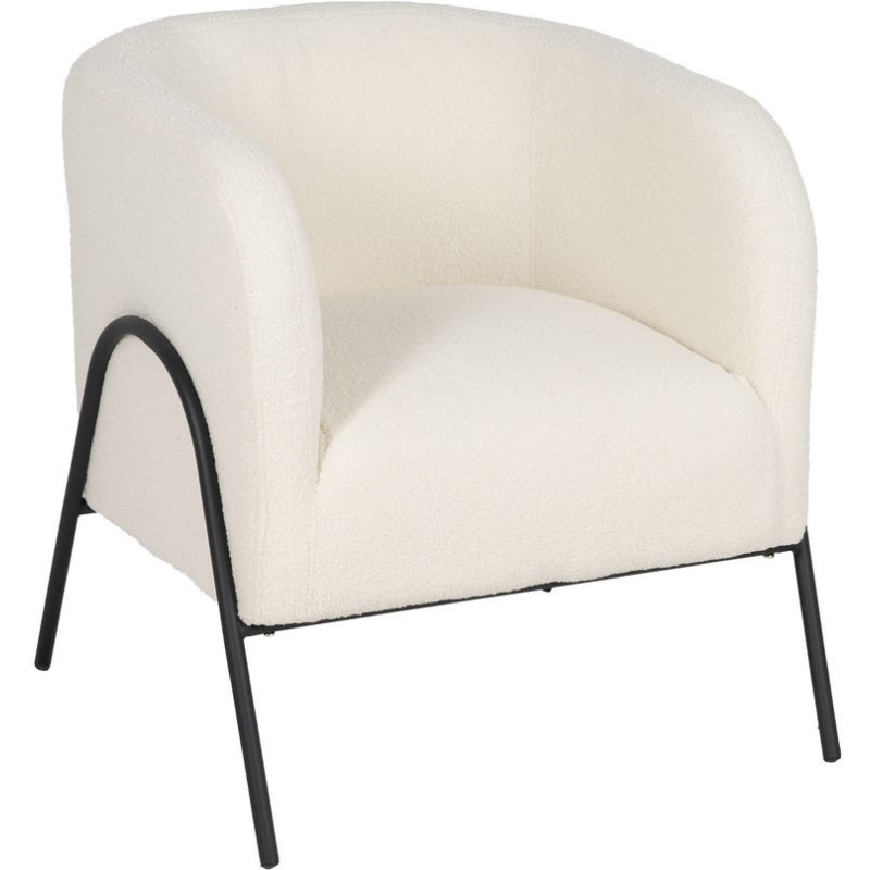 Fauteuil bouclette écru métal noir 68x66x74 cm Sarelado Ixia - 1