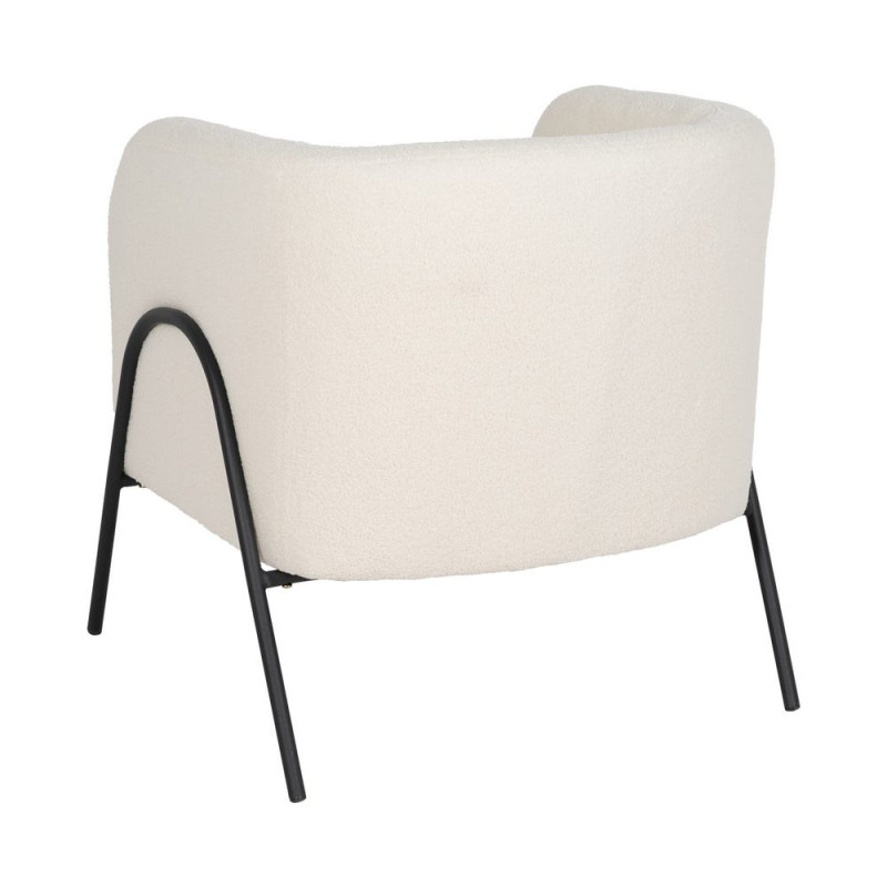 Fauteuil bouclette écru métal noir 68x66x74 cm Sarelado Ixia - 3