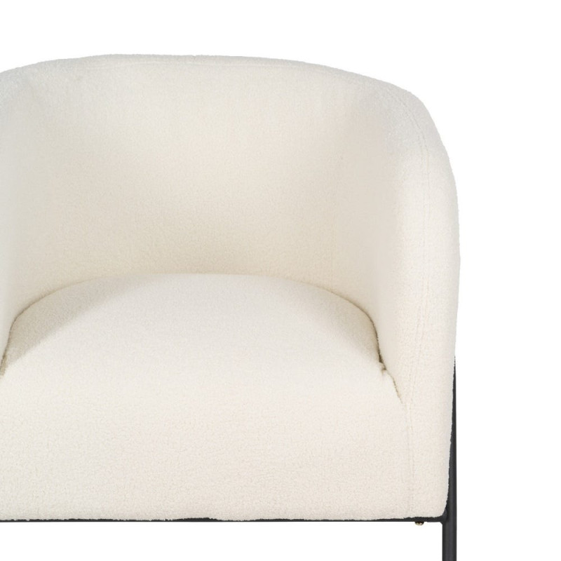 Fauteuil bouclette écru métal noir 68x66x74 cm Sarelado Ixia - 4