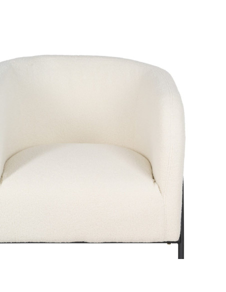 Fauteuil bouclette écru métal noir 68x66x74 cm Sarelado Ixia - 4