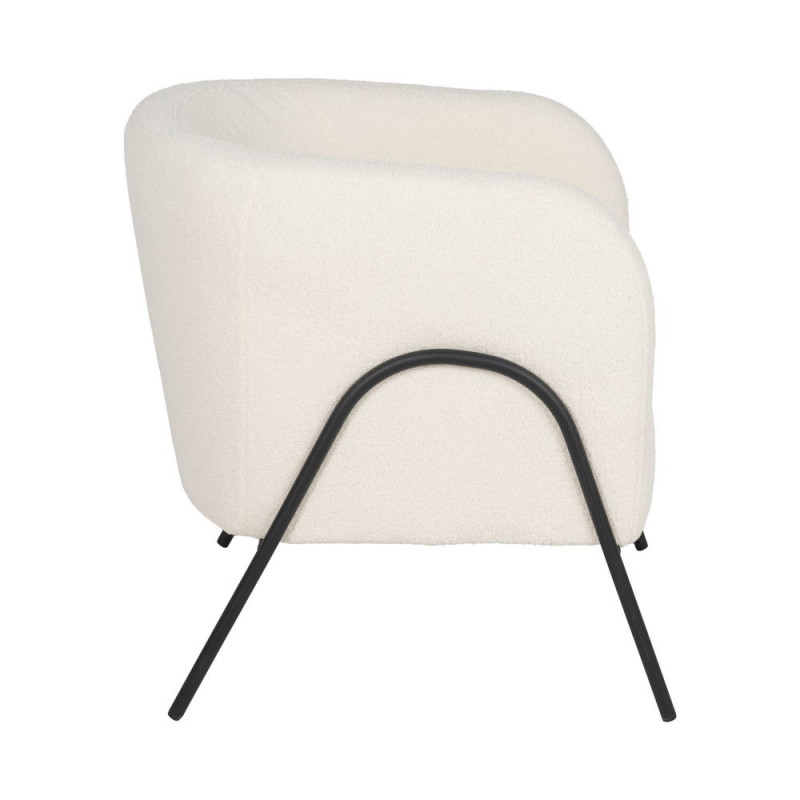 Fauteuil bouclette écru métal noir 68x66x74 cm Sarelado Ixia - 5