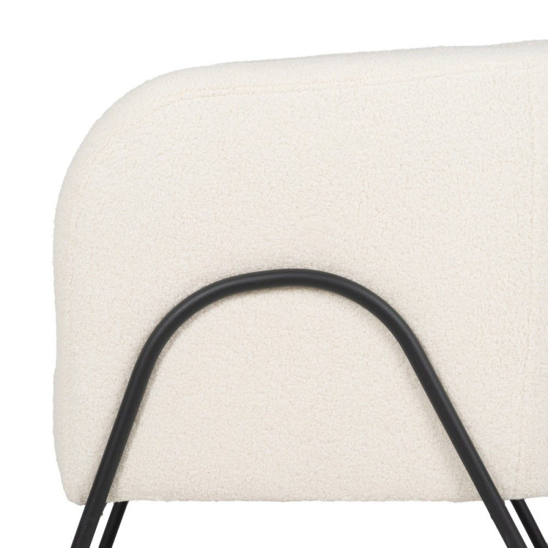 Fauteuil bouclette écru métal noir 68x66x74 cm Sarelado Ixia - 6