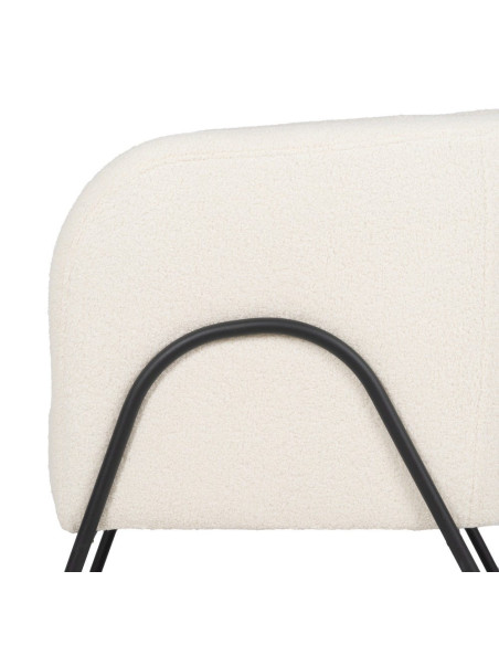Fauteuil bouclette écru métal noir 68x66x74 cm Sarelado Ixia - 6