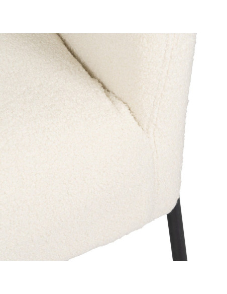 Fauteuil bouclette écru métal noir 68x66x74 cm Sarelado Ixia - 9