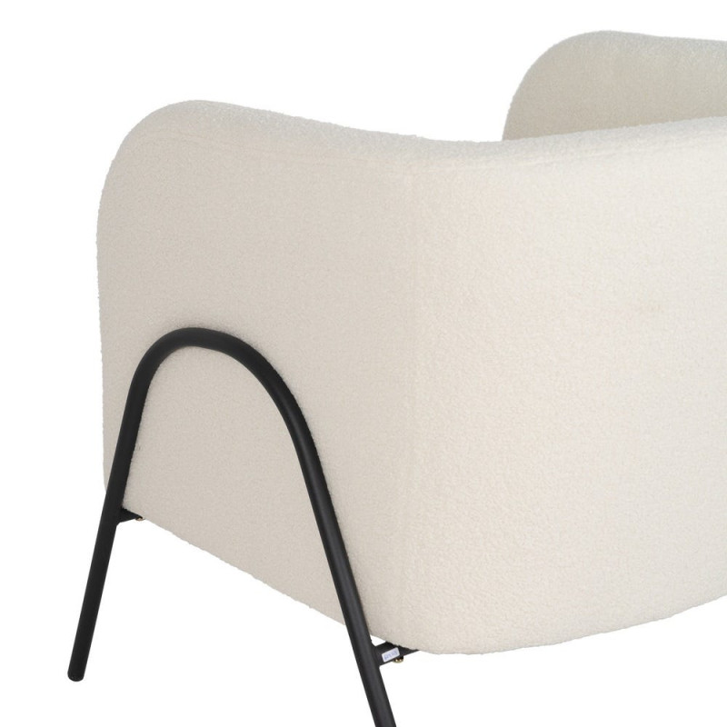 Fauteuil bouclette écru métal noir 68x66x74 cm Sarelado Ixia - 10
