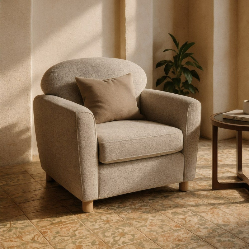 Fauteuil club gris chiné en tissu 81x75x82 cm Orlenivo Ixia - 2