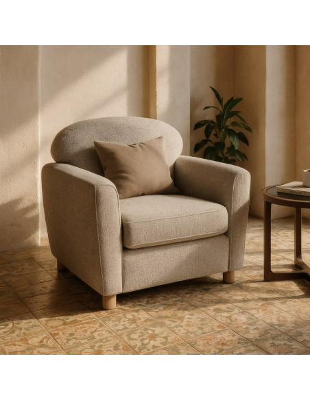 Fauteuil club gris chiné en tissu 81x75x82 cm Orlenivo Ixia - 2