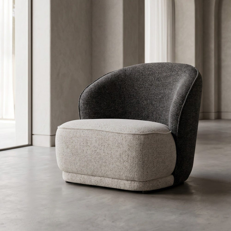 Fauteuil cosy bicolore gris et grège 78x81x74 cm Sareledo Ixia - 2