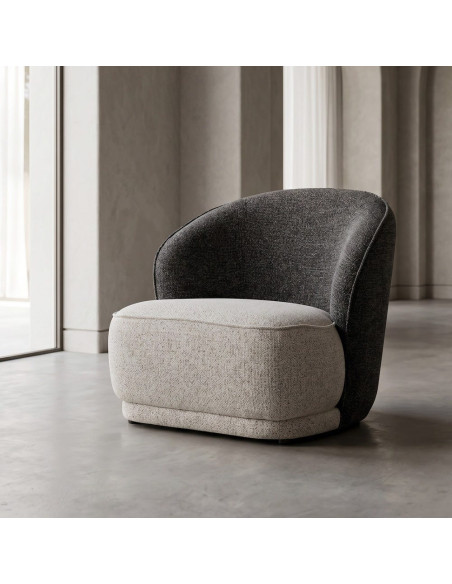 Fauteuil cosy bicolore gris et grège 78x81x74 cm Sareledo Ixia - 2