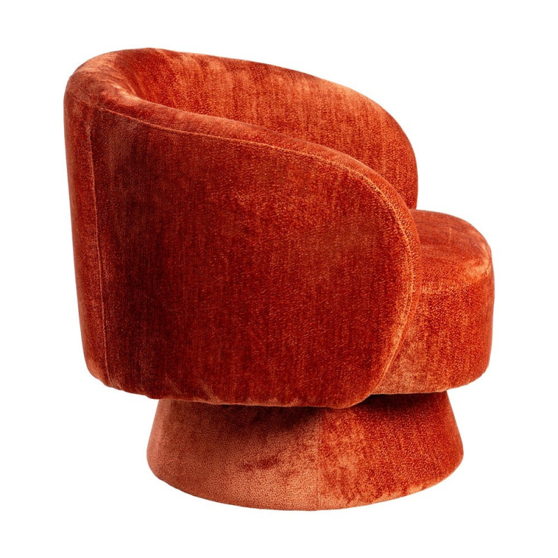 Fauteuil pivotant terracotta en tissu 78x79x77 cm Areloro Ixia - 3