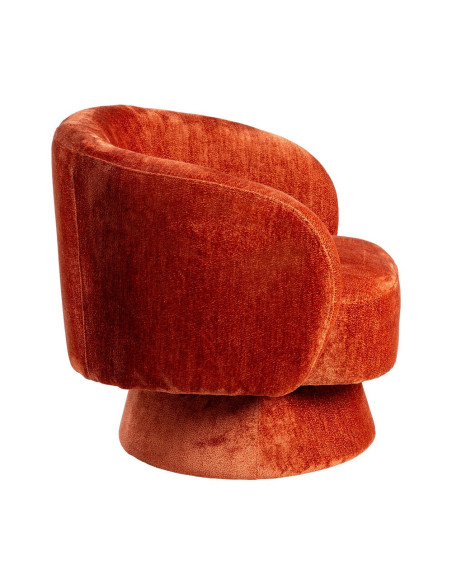 Fauteuil pivotant terracotta en tissu 78x79x77 cm Areloro Ixia - 3