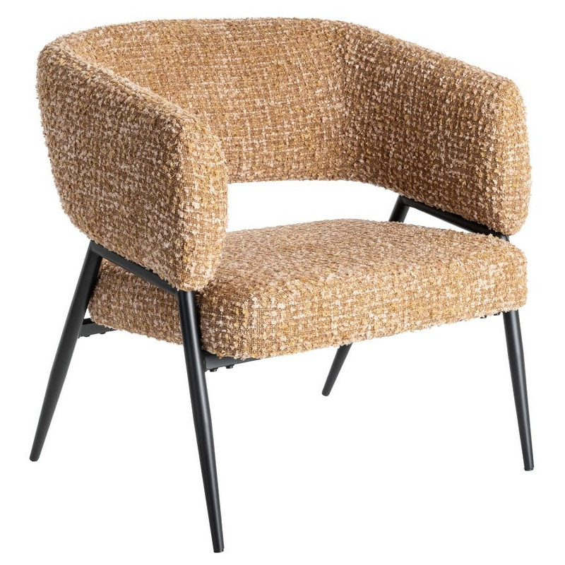 Lot de 2 fauteuils ocre en tissu et métal noir 71x70x75 cm Almarino Ixia - 1
