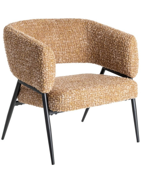Lot de 2 fauteuils ocre en tissu et métal noir 71x70x75 cm Almarino Ixia - 1