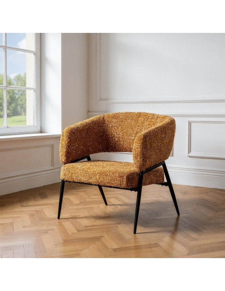 Lot de 2 fauteuils ocre en tissu et métal noir 71x70x75 cm Almarino Ixia - 2