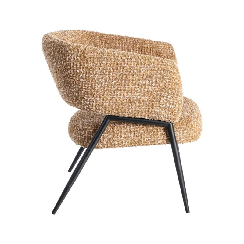 Lot de 2 fauteuils ocre en tissu et métal noir 71x70x75 cm Almarino Ixia - 4
