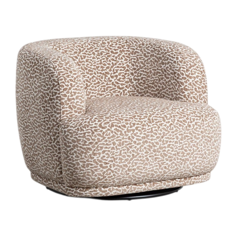 Fauteuil pivotant léopard gris taupe en tissu 89x87x71 cm Elararo Ixia - 1