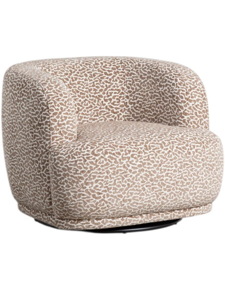 Fauteuil pivotant léopard gris taupe en tissu 89x87x71 cm Elararo Ixia - 1