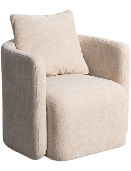 Fauteuil pivotant beige en tissu 76x70x84 cm Delarado Ixia - 1