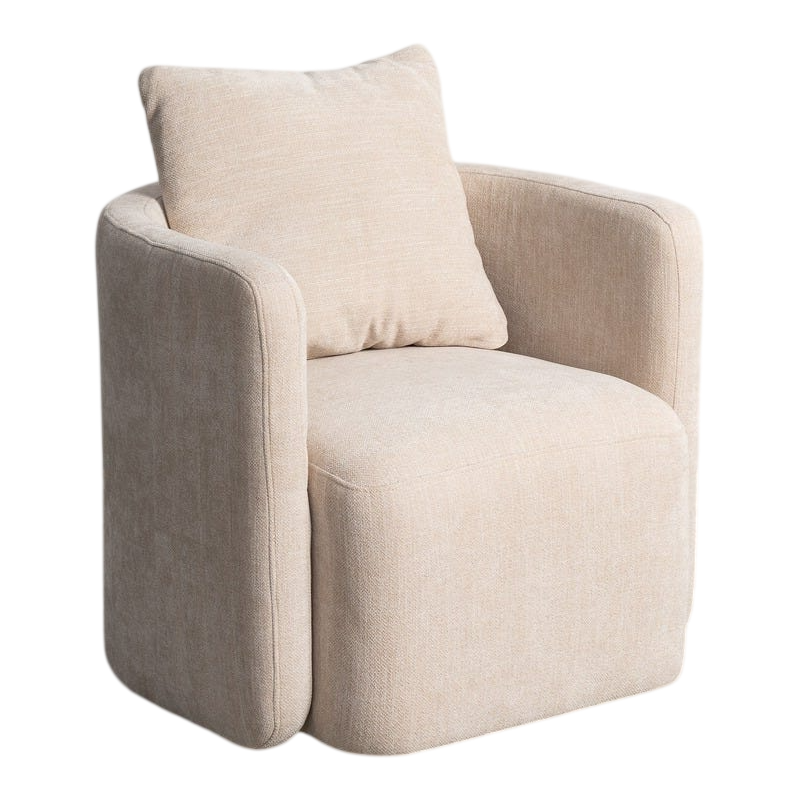 Fauteuil pivotant beige en tissu 76x70x84 cm Delarado Ixia - 1