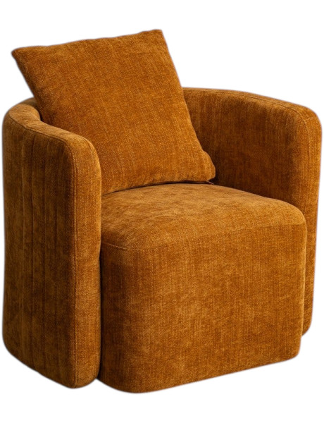 Fauteuil pivotant ocre en tissu 76x70x84 cm Delarado Ixia - 1