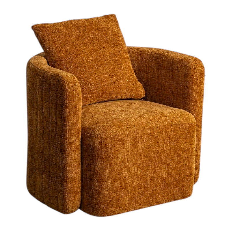 Fauteuil pivotant ocre en tissu 76x70x84 cm Delarado Ixia - 1