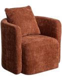 Fauteuil pivotant terracotta en tissu 76x70x84 cm Delarado
