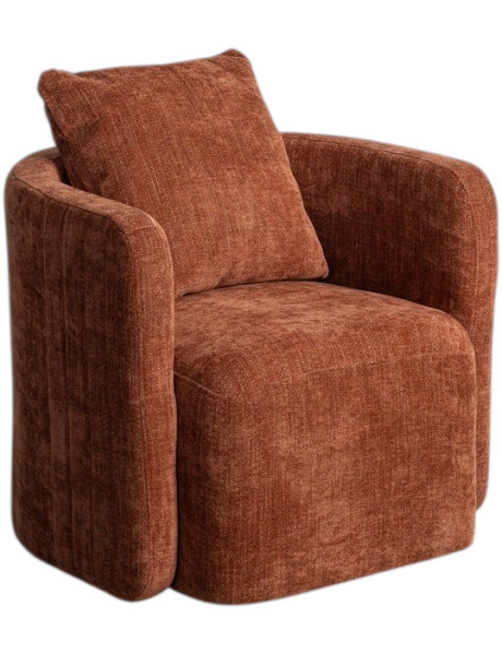 Fauteuil pivotant terracotta en tissu 76x70x84 cm Delarado Ixia - 1