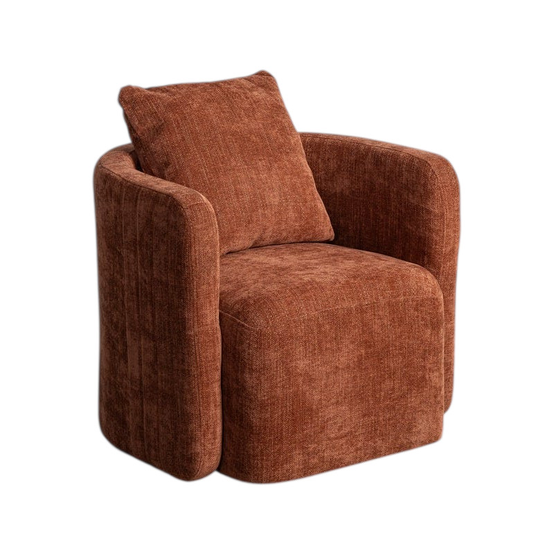 Fauteuil pivotant terracotta en tissu 76x70x84 cm Delarado Ixia - 1