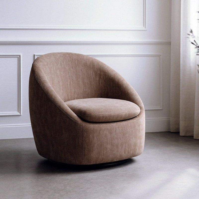 Fauteuil pivotant taupe en tissu 72x63x73 cm Sareloro Ixia - 2