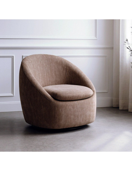 Fauteuil pivotant taupe en tissu 72x63x73 cm Sareloro Ixia - 2