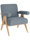 Fauteuil scandinave bleu gris en tissu et bois 74x76x85 cm Lomarero