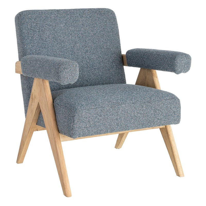 Fauteuil scandinave bleu gris en tissu et bois 74x76x85 cm Lomarero Ixia - 1
