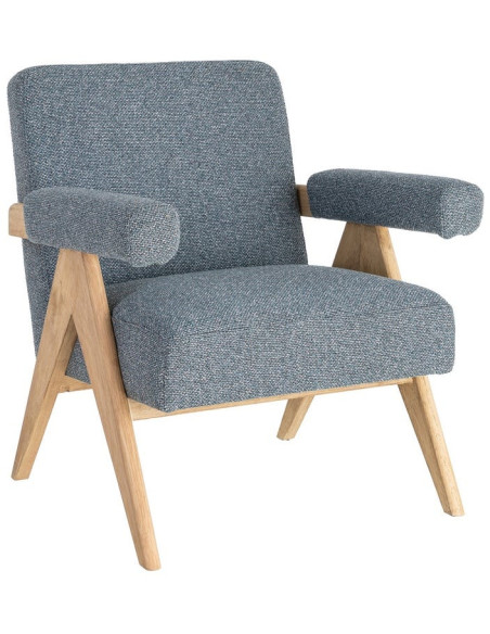 Fauteuil scandinave bleu gris en tissu et bois 74x76x85 cm Lomarero Ixia - 1