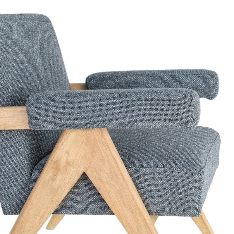 Fauteuil scandinave bleu gris en tissu et bois 74x76x85 cm Lomarero Ixia - 3
