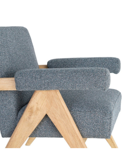Fauteuil scandinave bleu gris en tissu et bois 74x76x85 cm Lomarero Ixia - 3