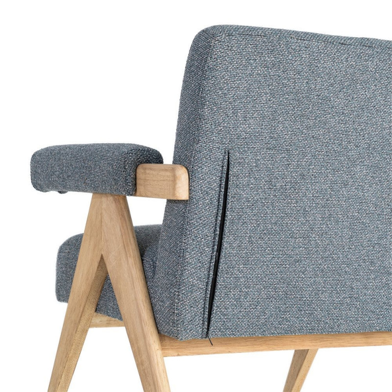 Fauteuil scandinave bleu gris en tissu et bois 74x76x85 cm Lomarero Ixia - 5