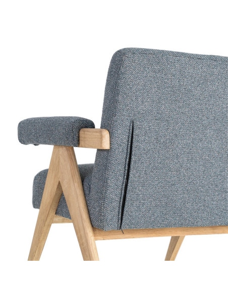 Fauteuil scandinave bleu gris en tissu et bois 74x76x85 cm Lomarero Ixia - 5