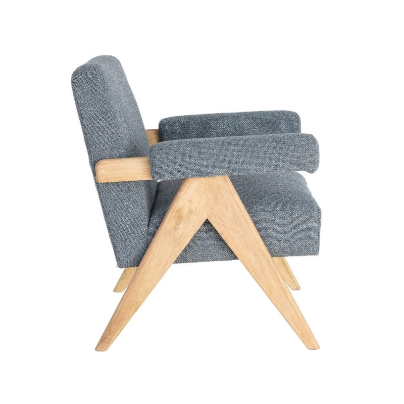 Fauteuil scandinave bleu gris en tissu et bois 74x76x85 cm Lomarero Ixia - 6